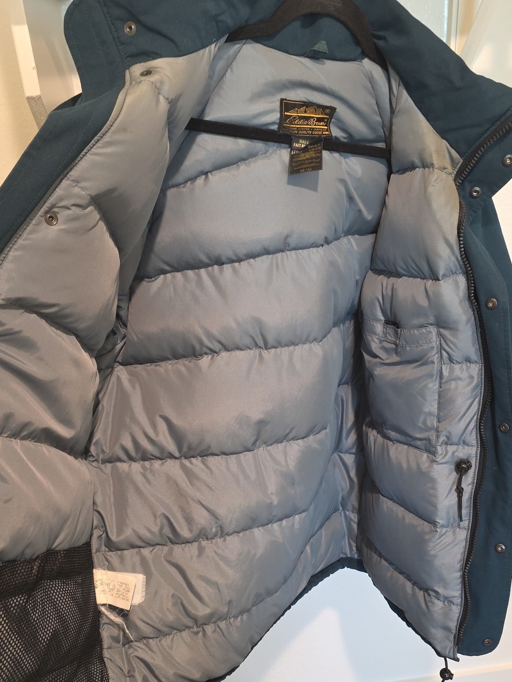 Vintage Eddie Bauer Dark Blue Field Jacket with Hood GOOSE DOWN - Picture 5 of 9